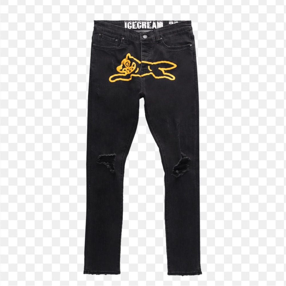 Icecream Black Denim with Yellow Design